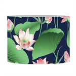 Flower And Leaf Lotus Pattern Print Drum Lamp Shade