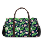Flower And Leaf Lotus Pattern Print Duffle Bag
