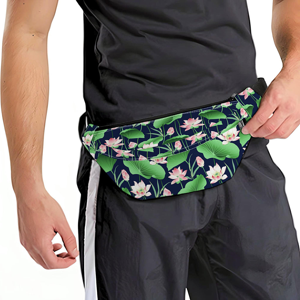 Flower And Leaf Lotus Pattern Print Fanny Pack