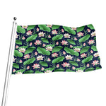 Flower And Leaf Lotus Pattern Print Flag