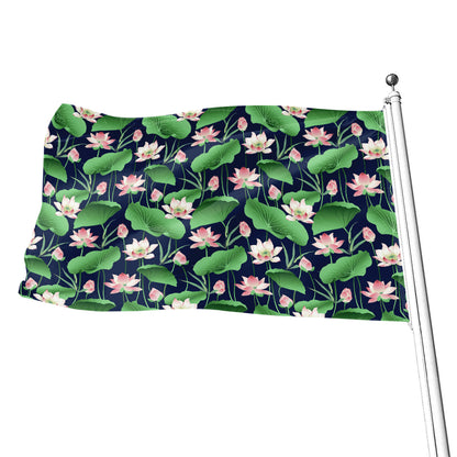 Flower And Leaf Lotus Pattern Print Flag