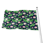 Flower And Leaf Lotus Pattern Print Flag
