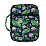 Flower And Leaf Lotus Pattern Print Front Pocket Bible Bag