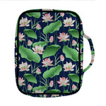 Flower And Leaf Lotus Pattern Print Front Pocket Bible Bag