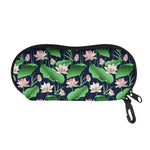Flower And Leaf Lotus Pattern Print Glasses Case