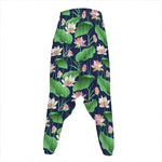 Flower And Leaf Lotus Pattern Print Hammer Pants