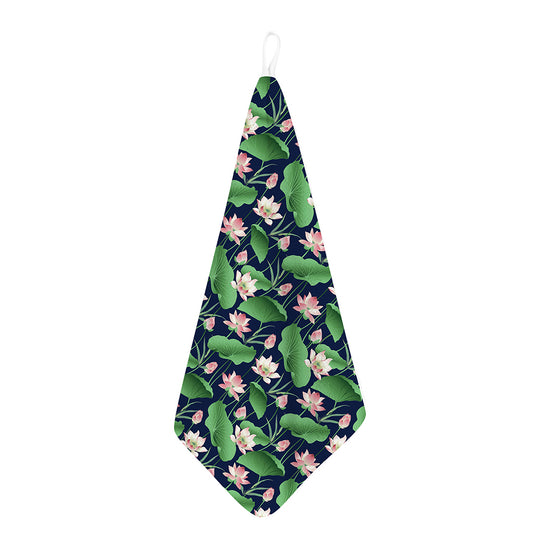 Flower And Leaf Lotus Pattern Print Hand Towel