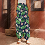 Flower And Leaf Lotus Pattern Print Harem Pants