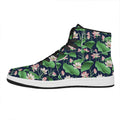 Flower And Leaf Lotus Pattern Print High Top Leather Sneakers