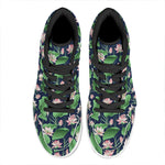 Flower And Leaf Lotus Pattern Print High Top Leather Sneakers
