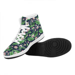 Flower And Leaf Lotus Pattern Print High Top Leather Sneakers