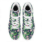 Flower And Leaf Lotus Pattern Print High Top Leather Sneakers