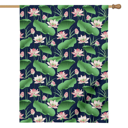 Flower And Leaf Lotus Pattern Print House Flag