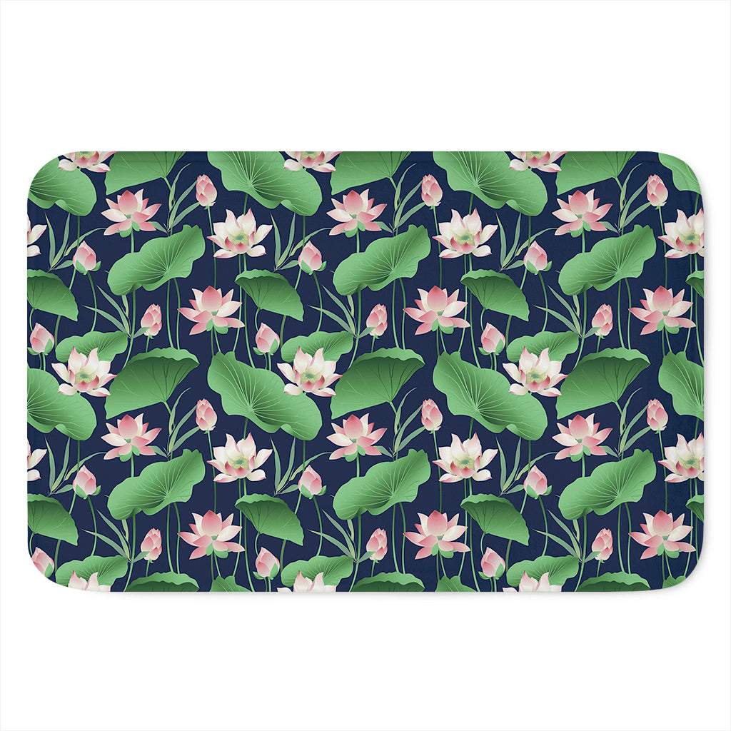 Flower And Leaf Lotus Pattern Print Indoor Door Mat