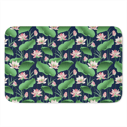 Flower And Leaf Lotus Pattern Print Indoor Door Mat
