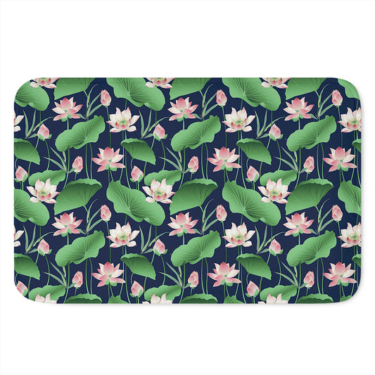 Flower And Leaf Lotus Pattern Print Indoor Door Mat