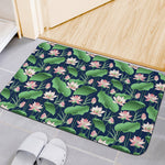 Flower And Leaf Lotus Pattern Print Indoor Door Mat