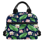 Flower And Leaf Lotus Pattern Print Insulated Lunch Bag