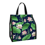 Flower And Leaf Lotus Pattern Print Insulated Lunch Tote