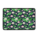 Flower And Leaf Lotus Pattern Print Kitchen Mat