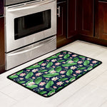 Flower And Leaf Lotus Pattern Print Kitchen Mat