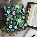 Flower And Leaf Lotus Pattern Print Leather Bible Cover