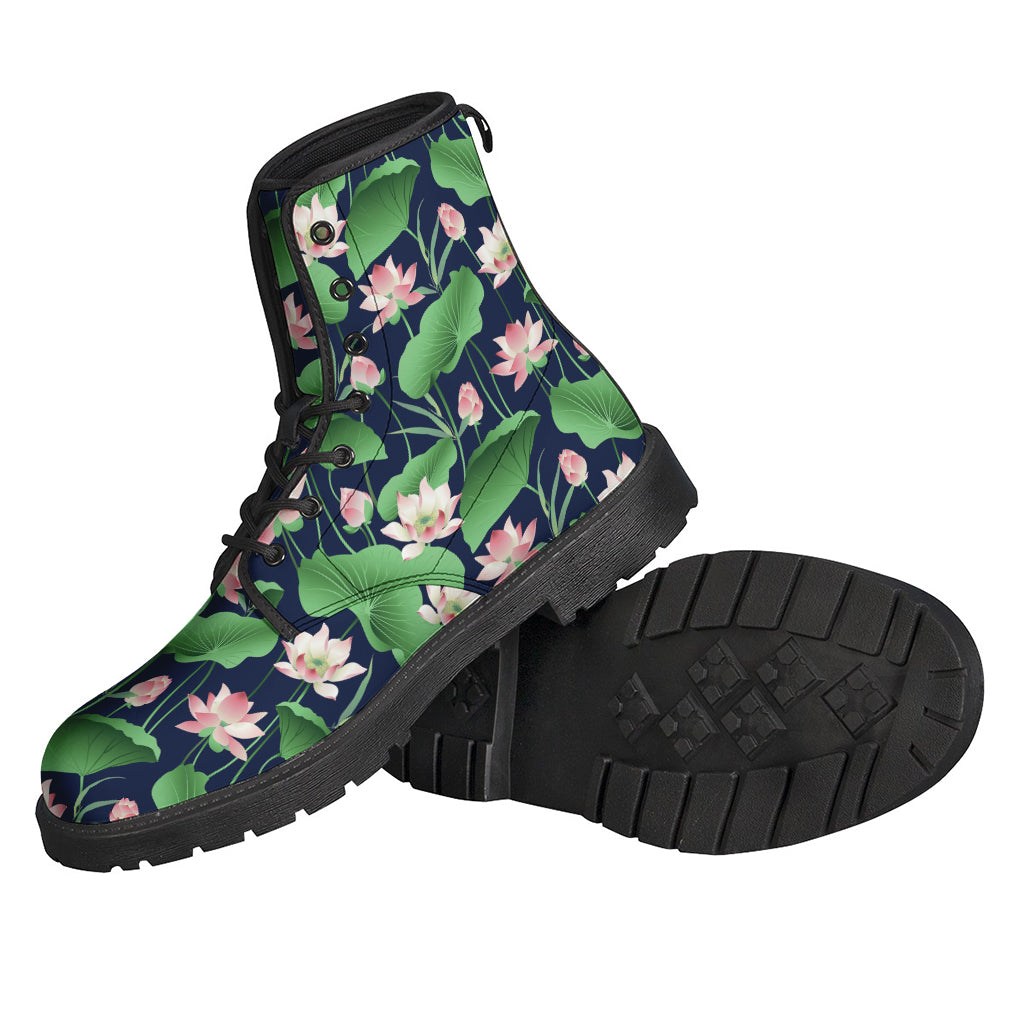 Flower And Leaf Lotus Pattern Print Backpack