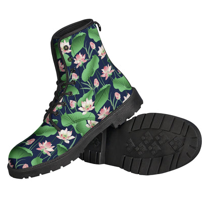 Flower And Leaf Lotus Pattern Print Backpack