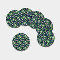 Flower And Leaf Lotus Pattern Print Leather Coaster Set