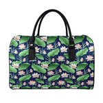Flower And Leaf Lotus Pattern Print Leather Duffle Bag