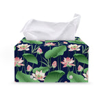 Flower And Leaf Lotus Pattern Print Leather Tissue Box Cover