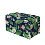 Flower And Leaf Lotus Pattern Print Leather Tissue Box Cover