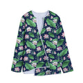 Flower And Leaf Lotus Pattern Print Long Sleeve Short Coat