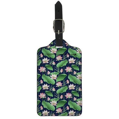 Flower And Leaf Lotus Pattern Print Luggage Tag