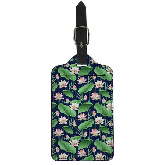 Flower And Leaf Lotus Pattern Print Luggage Tag