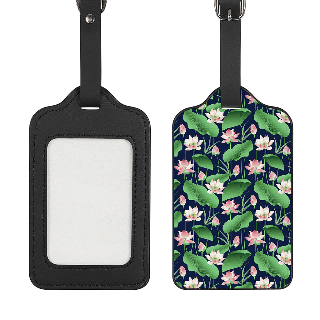 Flower And Leaf Lotus Pattern Print Luggage Tag