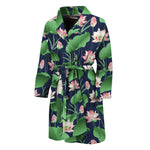Flower And Leaf Lotus Pattern Print Men's Bathrobe
