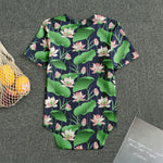 Flower And Leaf Lotus Pattern Print Men's Bodysuit