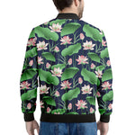 Flower And Leaf Lotus Pattern Print Men's Bomber Jacket