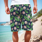 Flower And Leaf Lotus Pattern Print Men's Cargo Shorts