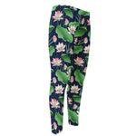 Flower And Leaf Lotus Pattern Print Men's Compression Pants