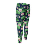 Flower And Leaf Lotus Pattern Print Men's Compression Pants