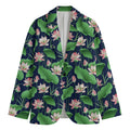 Flower And Leaf Lotus Pattern Print Men's Cotton Blazer