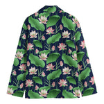 Flower And Leaf Lotus Pattern Print Men's Cotton Blazer