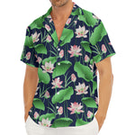 Flower And Leaf Lotus Pattern Print Men's Deep V-Neck Shirt