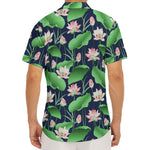 Flower And Leaf Lotus Pattern Print Men's Deep V-Neck Shirt