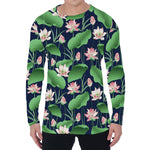 Flower And Leaf Lotus Pattern Print Men's Long Sleeve T-Shirt