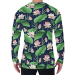 Flower And Leaf Lotus Pattern Print Men's Long Sleeve T-Shirt