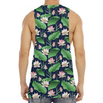 Flower And Leaf Lotus Pattern Print Men's Muscle Tank Top