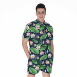 Flower And Leaf Lotus Pattern Print Men's Rompers